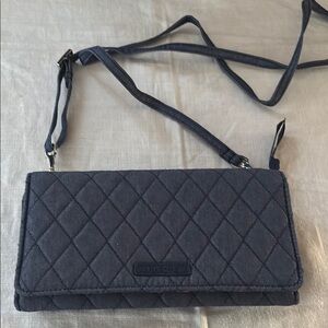 Vera Bradley Denim Moonlight Navy 3-in1 RFID All in One Crossbody Bag Wa…